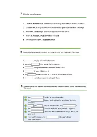 Modals page 103 exercise 7,8 and 9
