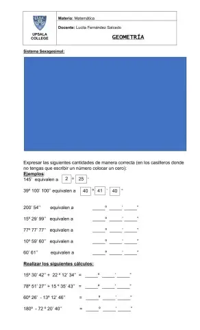 Sistema sexagesimal suma resta angulos