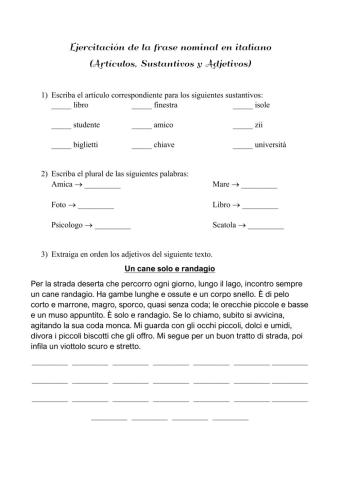 La frase nominal en italiano