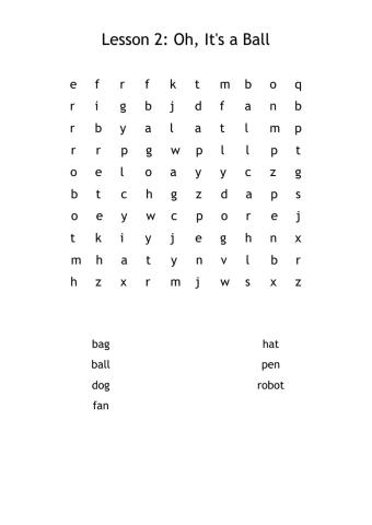 Lesson 2: Oh, It's a Ball Word Search
