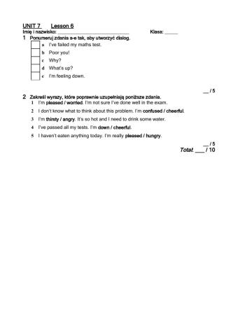 UNIT 7 Short Test lesson 6