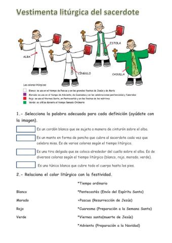 Liturgia:vestimenta,objetos y libros