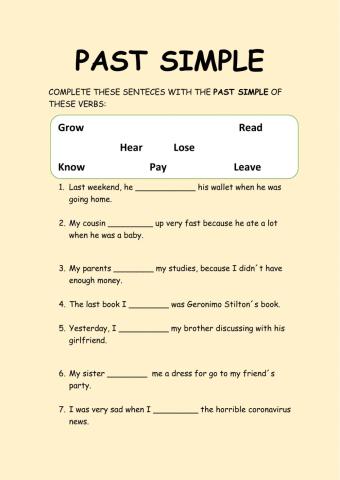 Past simple sentences