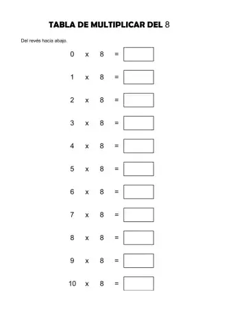 Tabla del 8 del revés hacia abajo