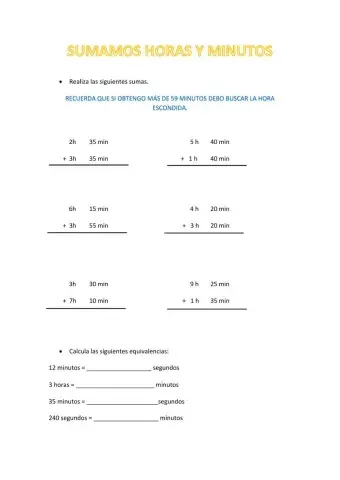 Suma de horas y minutos