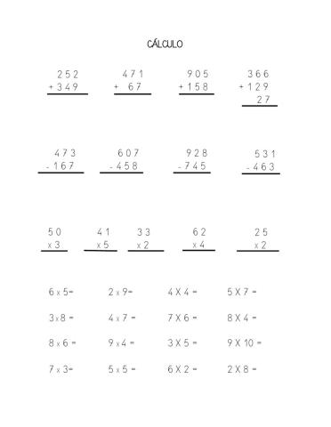 Sumas, restas y multiplicaciones