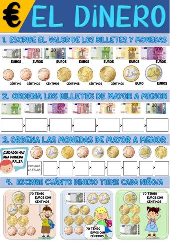 Los euros (monedas y billetes)
