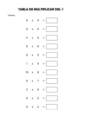 Tabla del 9 salteada