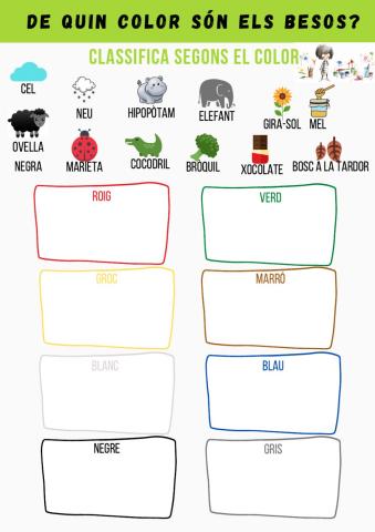De quin color són els besos? Classifica segons el color - Fàcil