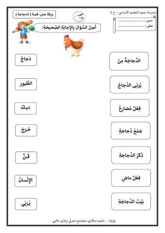 ورقة عمل ( قصة دجاجة