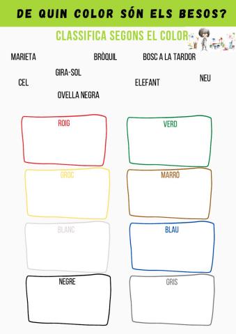 De quin color són els besos? Classifica segons el color - Difícil