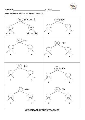 Algoritmo resta. nivel 4. oaoa