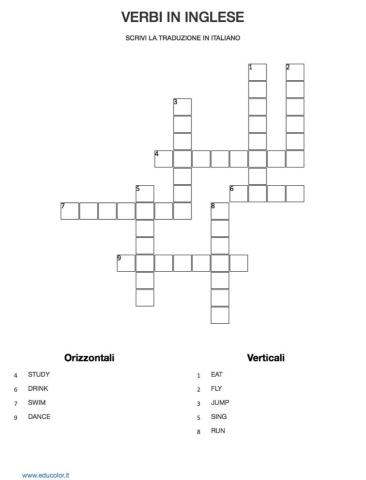 Cruciverba dei verbi in inglese