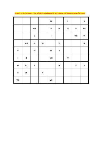 Sudoku Números Romanos