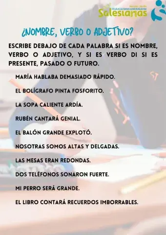 Nombre, adjetivo y verbo