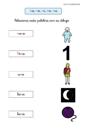 Palabras con n (sílabas directas)