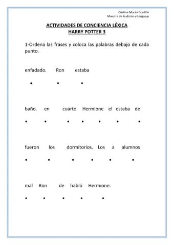 Conciencia léxica Harry Potter 3