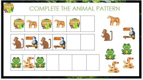 Complete the patterns. Jungle animals
