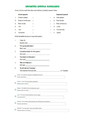 Reported Speech Activities