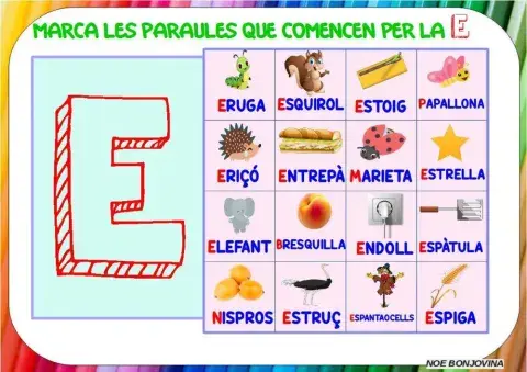 Marca les que comencen per e