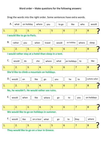 Word order - Questions Would