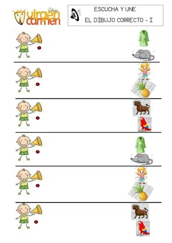 Escucha y une con el dibujo correcto