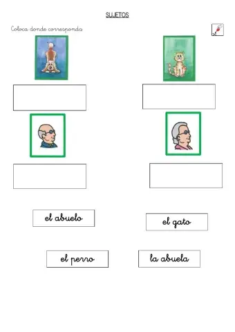 Asociar cada palabra a su imagen. Sujetos