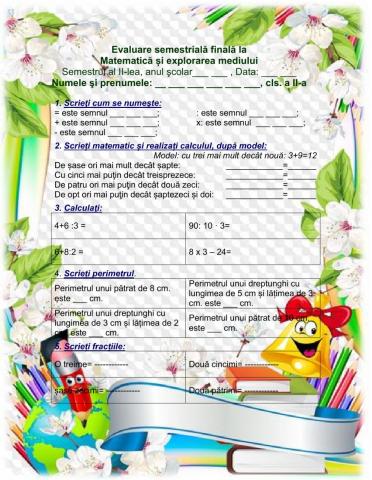 Evaluare finala semestriala MEM, cls II, semestrul al II-lea