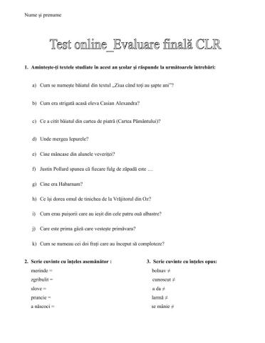 Evaluare finala-CLR