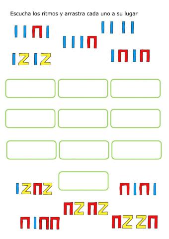 Escucha los ritmos y arrastra cada uno a su lugar
