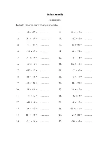 Les entiers relatifs