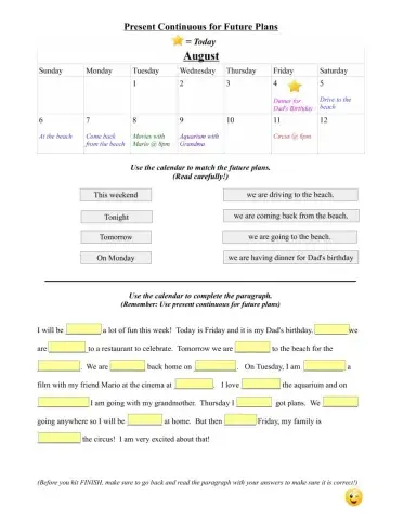 Present Continuous Future Plans