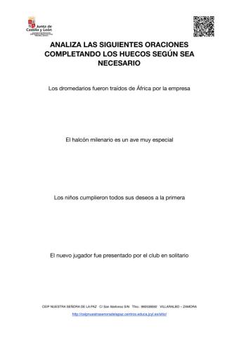 Análisis oraciones 6º primaria