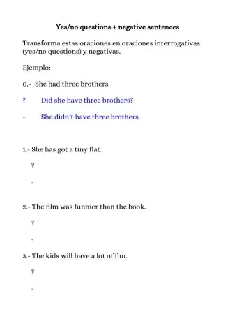 Year 10 summer review work - part 2 - yes-no questions and negatives