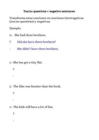 Year 10 summer review work - part 2 - yes-no questions and negatives