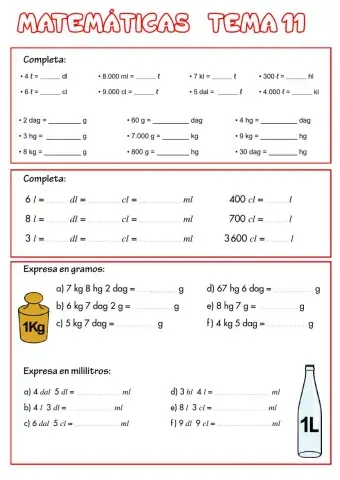Unidades de capacidad y de masa