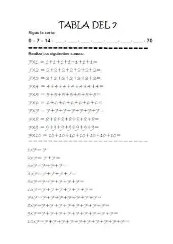 La tabla del 7