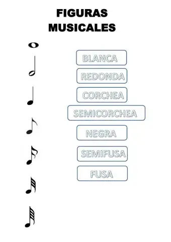 Une con flechas figuras musicales