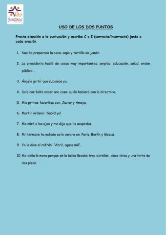 Uso de los dos puntos