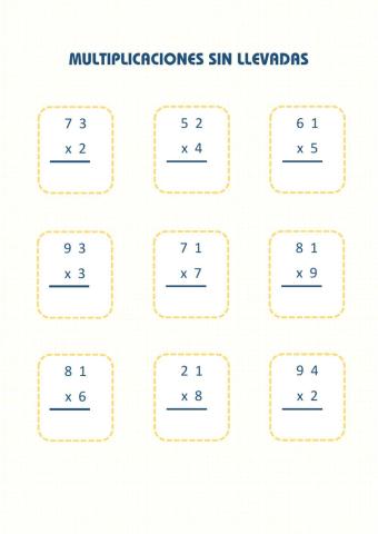 Multiplicaciones sin llevadas