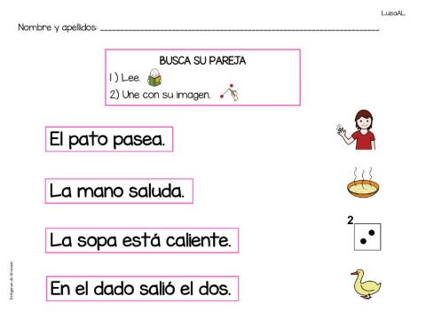 Comprensión lectora oraciones