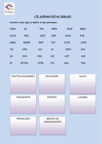Siglas frecuentes en España y sus ámbitos
