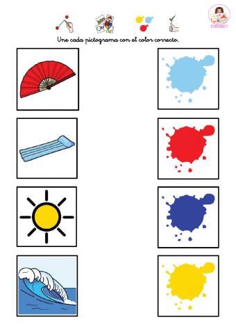 Une cada pictograma con el color correcto.