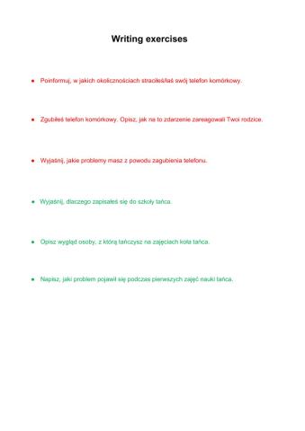Writing exercises