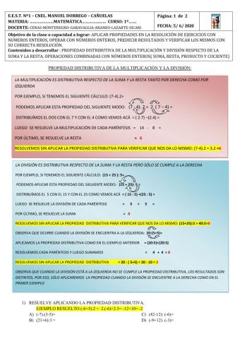 Propiedad distributiva y operaciones combinadas con ENTEROS