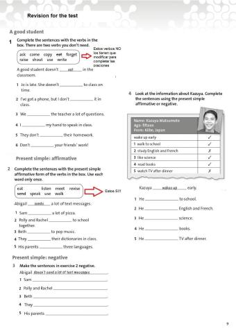 English Plus Starter Unit 4 - At school - Revision for the test