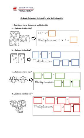 Guía de Refuerzo Iniciación a la Multiplicación