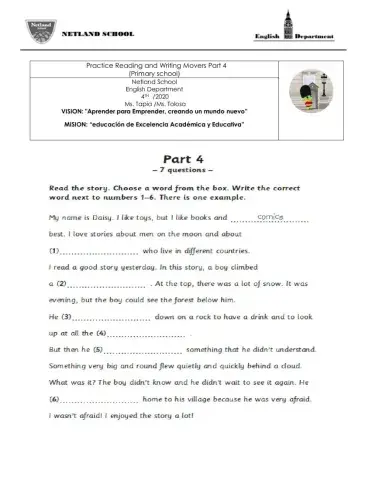 Movers reading and writing part 4