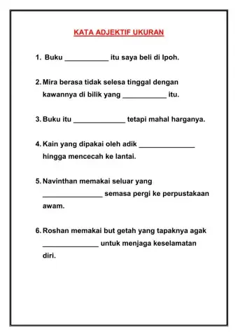 Kata adjektif ukuran