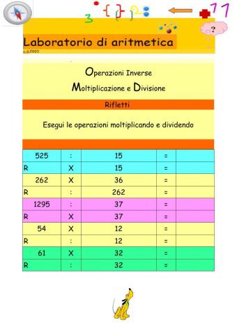 OPERAZIONI INVERSE MOLTIPLICAZIONE E DIVISIONE